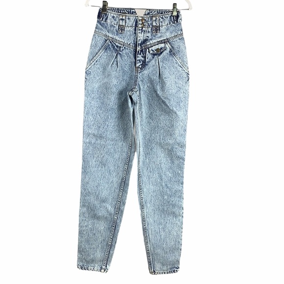 Lawman 80’s Acid Wash High Waisted Tapered Relaxed Fit Mom Jeans Vintage - Picture 3 of 10